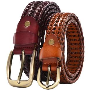 男士手工编织皮带男真皮针扣青年腰带韩版潮流休闲百搭裤带简约女