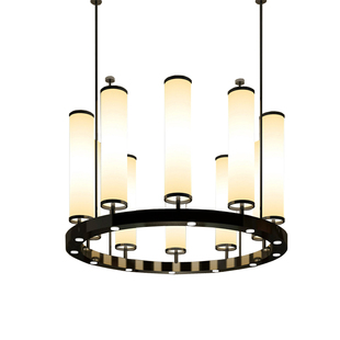 简约现代新中式不锈钢羊皮纸吊灯别墅会所晏会厅包厢样板间大吊灯