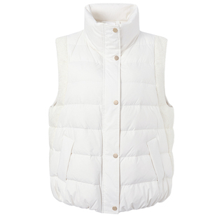 冬季新款La Danum阿丹娜女装白色翻领鹅绒羽绒服马甲短款百搭时尚