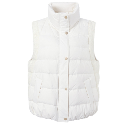 阿丹娜白色翻领鹅绒羽绒短马甲