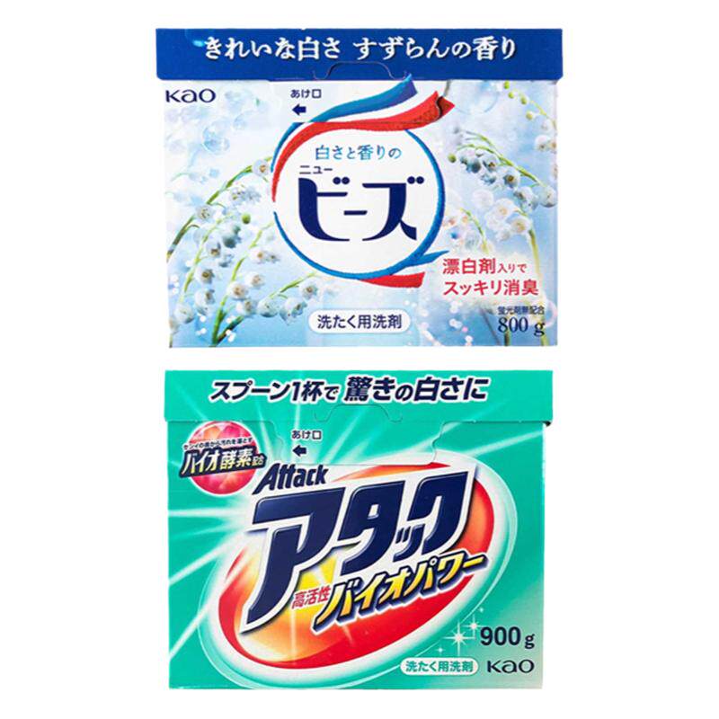 日本原装进口花王洗衣粉洁霸天然酵素玫瑰果香味800g桶装冼衣机粉