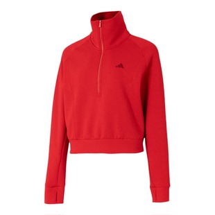 阿迪达斯本命年红色卫衣女装2026新年款运动服半拉链套头衫KR7578