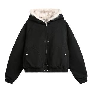 TIRED座山雕加绒加厚短款外套棉衣男女冬季美式cleanfit夹克棉服