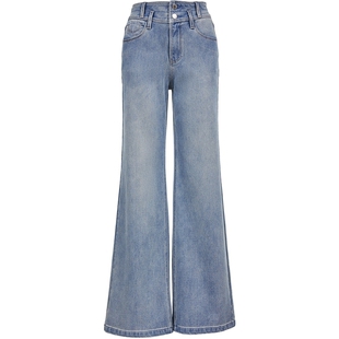 ONLY2026春季新款显瘦收腹高腰做旧水洗约克剪裁宽松微喇牛仔裤女