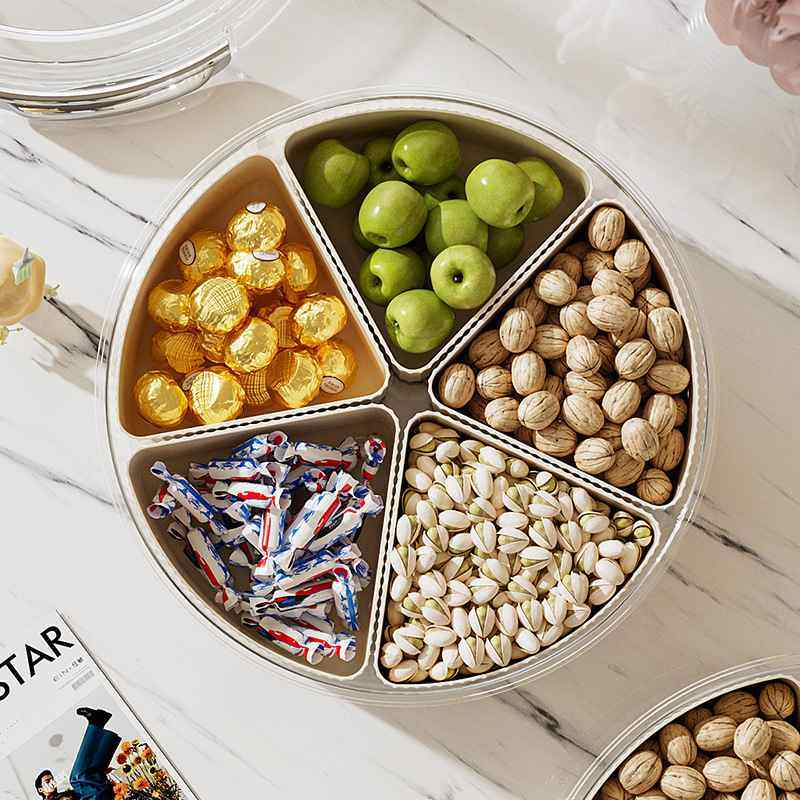 干果盒新款分格果盘带盖简约糖果盒水果家用客厅零食拼盘盘子拼盘