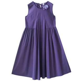 【木槿花开】紫色无袖连衣裙女2025年夏季气质宽松旅游度假裙子