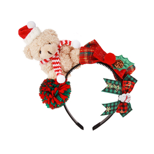 【蜜桃茶】圣诞礼物 毛绒小熊发箍头饰圣诞节装扮拍照道具发饰品