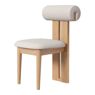 北欧实木餐椅家用简约现代中古风餐厅靠背椅凳子设计师河马餐椅子