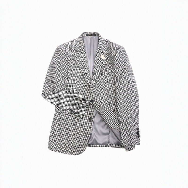秋冬千鸟格羊毛单排扣男修身西服
