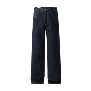 高端哈雷彗星刺绣美式复古牛仔裤男秋冬新款cleanfit宽松直筒长裤