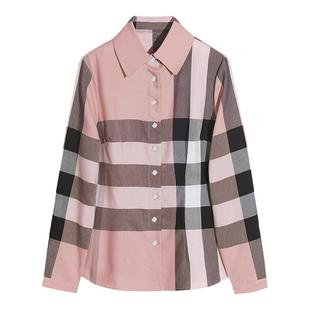 格子衬衫英伦风今年流行大码女装夏装洋气小衫高端大气上档次上衣