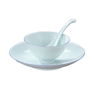 景德镇官方陶瓷家用釉下无彩中式影青餐具套装盘子吃饭碗乔迁礼物