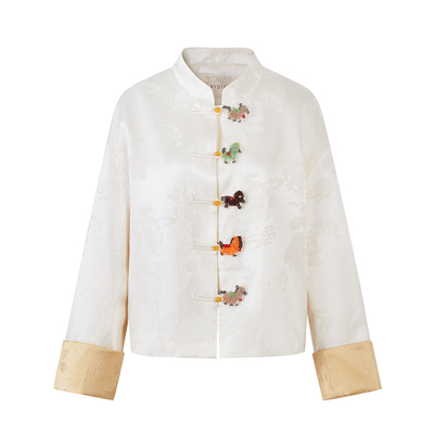 Sun雅乔【骐骥驰骋】2026春装五马呈祥新中式国风人丝长袖外套女