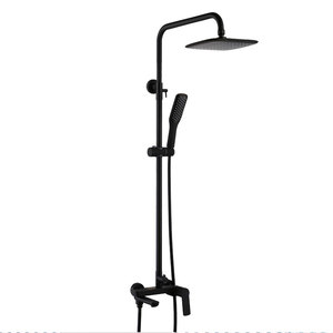 北欧黑色淋浴花洒套装冷热全铜水龙头增压挂墙式淋浴器喷头混水阀