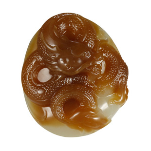 玉友和田玉生肖龙吊坠男款玉坠糖青白蛟龙出海龙行天下玉石挂件YD