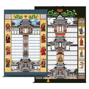 家堂轴子农村家堂画布料老式家谱卷轴八仙彩家谱族谱挂画宗谱定制
