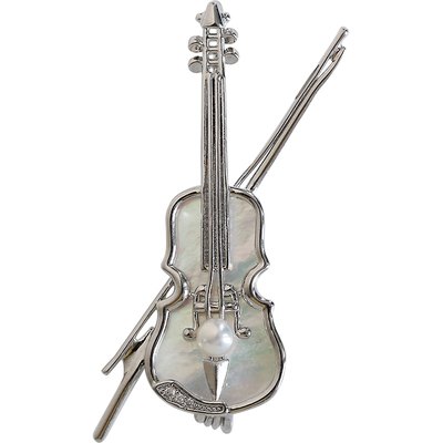 清弦丨天然珍珠母贝提琴胸针