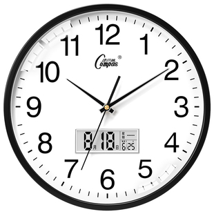 康巴丝挂钟客厅自动对时电波钟简约时尚家用挂墙时钟表现代石英钟