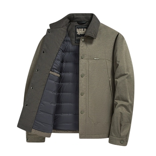 鸭鸭羽绒服男士2025年冬季新品短款立领中老年爸爸保暖加厚外套S