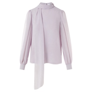 朗姿半高领优雅飘带雪纺衬衫气质简约通勤风上衣女2026年春季新款