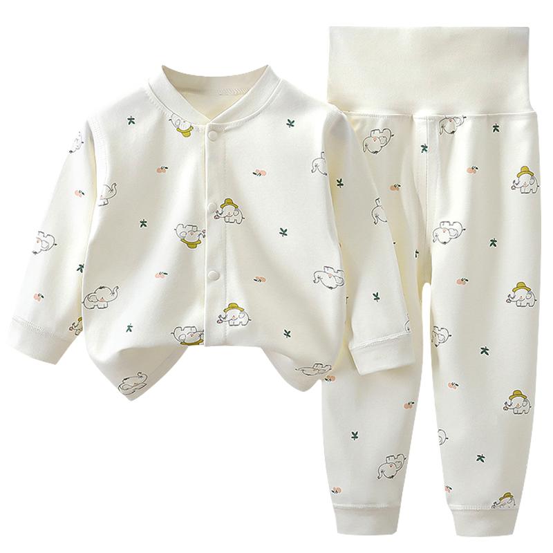 新生儿纯棉对开护肚家居服套装