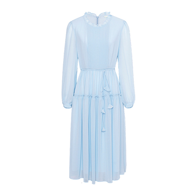 JESSIE雅致木耳边领蛋糕连衣裙秋