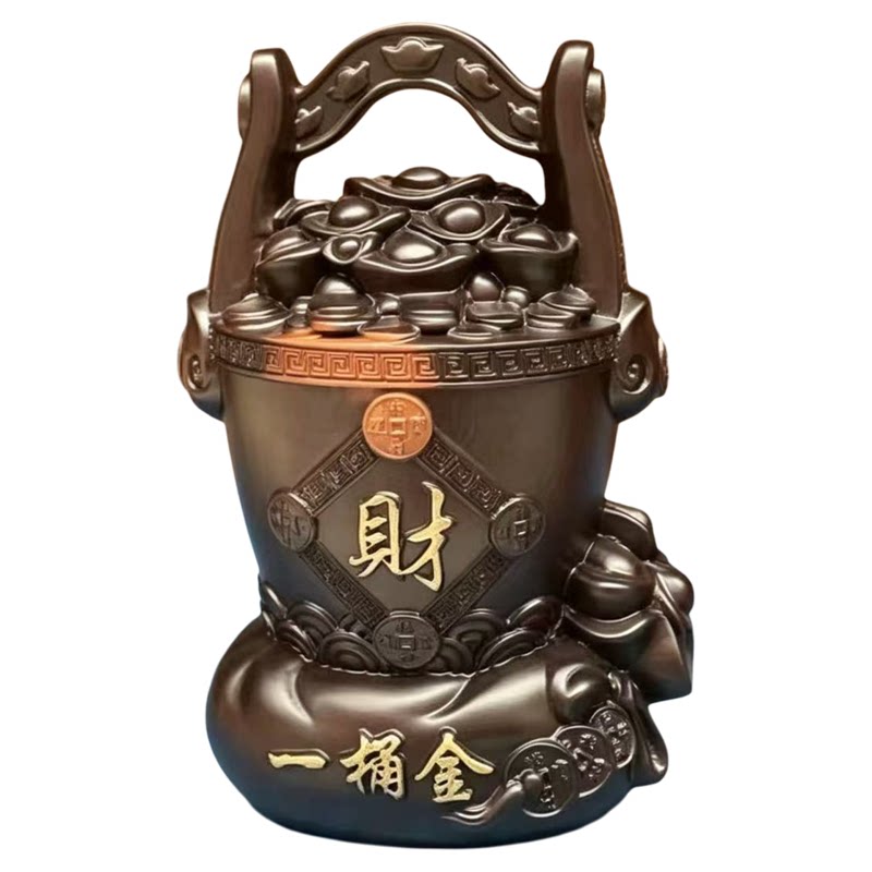 一桶金木雕刻红木金元宝摆件实木