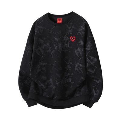 查尔斯桃心美式扎染卫衣男圆领