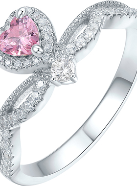 周六福女S925银爱心戒指