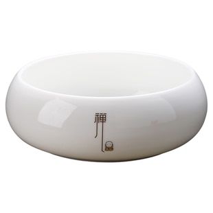 羊脂玉瓷茶洗家用白瓷笔洗茶台茶渣缸废水水盂杯洗大号高档轻奢