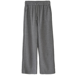 软糯加厚加绒窄版直筒休闲阔腿裤女冬季裤子宽松显瘦垂感糯米裤冬