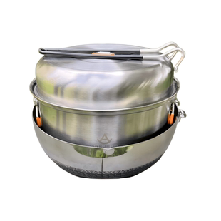 户外套锅具不锈钢材质大号露营自驾游烹饪实用套娃收纳加厚全套装