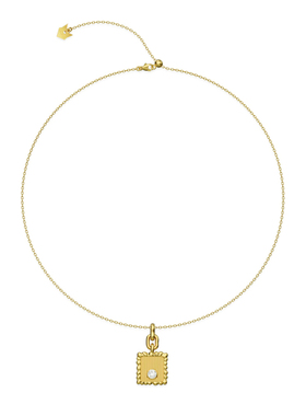 leloup圆钻布纹方牌项链锁骨链