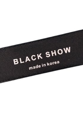 韩国制造MADE IN KOREA黑色领标T恤夏天涤纶主唛光滑洗水布标订做