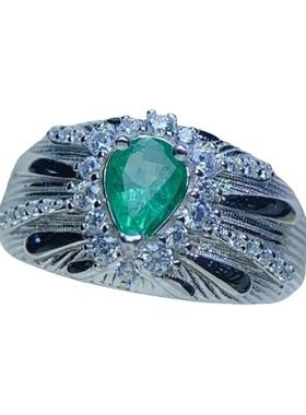 天然祖母绿戒指4乘6男款