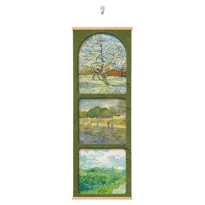 莫奈梵高世界名画装饰画中古复古风客厅进门走廊玄关挂画民宿壁画
