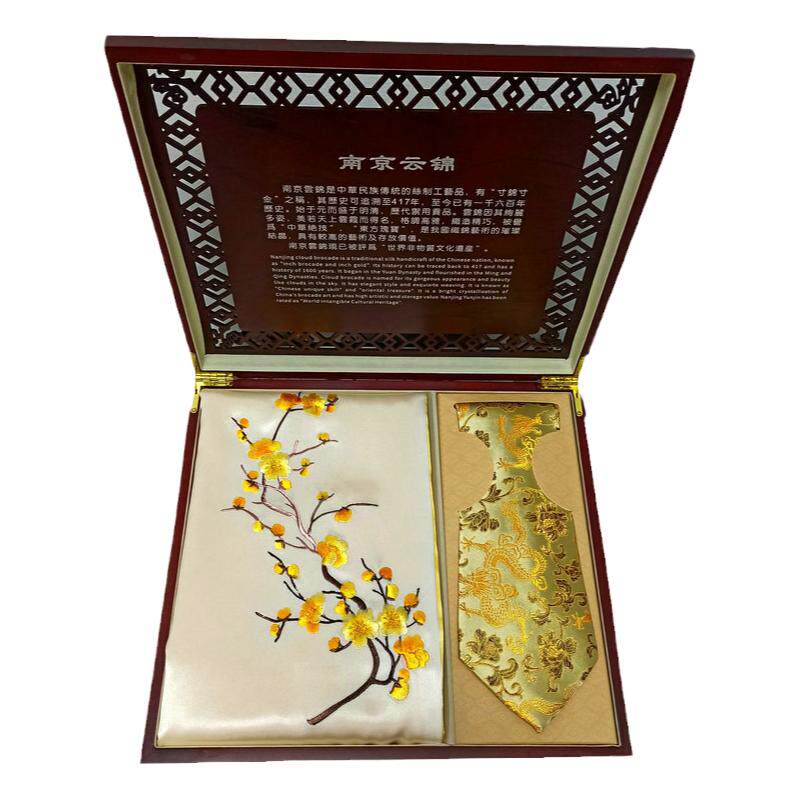 苏绣围巾锦云锦缎领带套装绣花丝巾锦绣礼品出国商务伴手礼纪念品