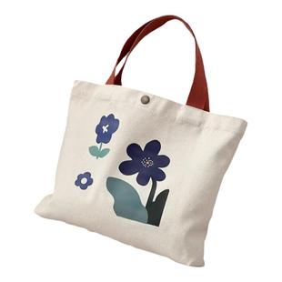 原创设计欧式手绘插画花朵单肩手提包文艺简约复古便携学生帆布袋