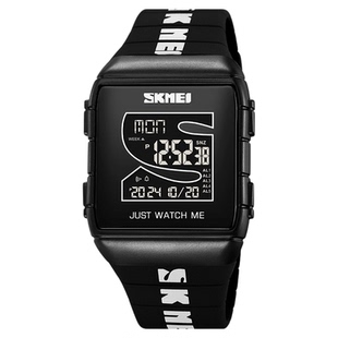 时刻美手表新款简约电子手表小方块表初高中学生防水运动电子表手