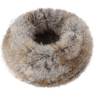 真獭兔毛 兔毛发带帽子女宽秋冬保暖日系头饰头套发箍毛毛绒发带