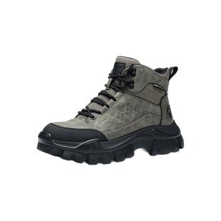 马克华菲磨砂皮马丁靴男2025新款春秋软底防滑短靴子男高帮工装鞋