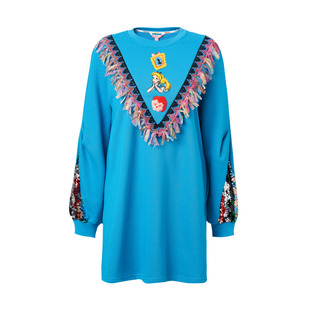 MIKIBANA米可芭娜爱丽丝联名刺绣卫衣连衣裙2022年新款D31OD9031