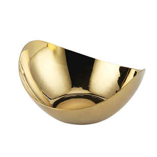 加厚不锈钢元宝果盘沙拉盘凉菜盘水果盆小食盘酒店冷餐会糖果面包