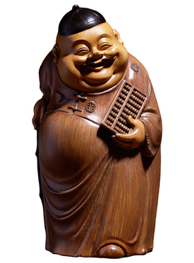 新中式古风地主婆仿竹根木雕摆件