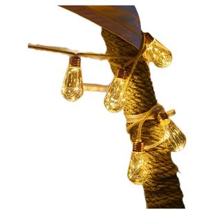 太阳能麻绳灯串满天星铜线灯户外防水彩灯串庭院餐厅吧台布置吊灯