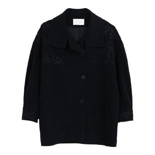 readme读我秋冬休闲文艺提花茧型绣花羊毛短大衣60906213