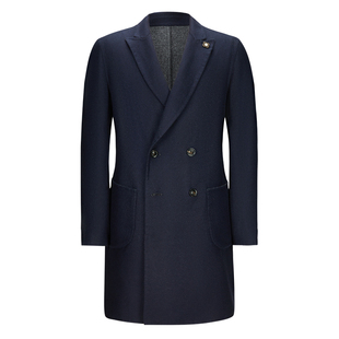 LARDINI进口山羊绒双面穿大衣男双排扣中长款商务休闲保暖外套