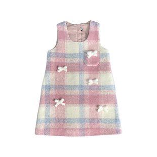 小童木 甜美可爱女童连衣裙秋冬季新款中大童毛呢背心裙儿童裙子