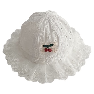 婴儿帽子春夏季薄款可爱韩版蕾丝边公主帽女宝宝遮阳防晒小童盆帽