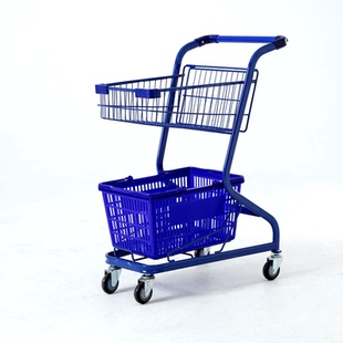 多功能超市抓娃娃手推车双层商场理货购物车网红摆地摊小推车家用